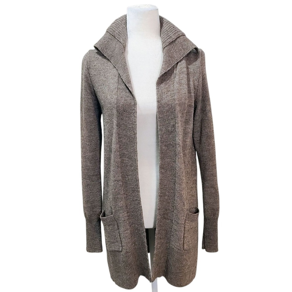 J.‎ Crew Alpaca Blend Cardigan Sweater Open Front Beige Brown Cozy Layering - M